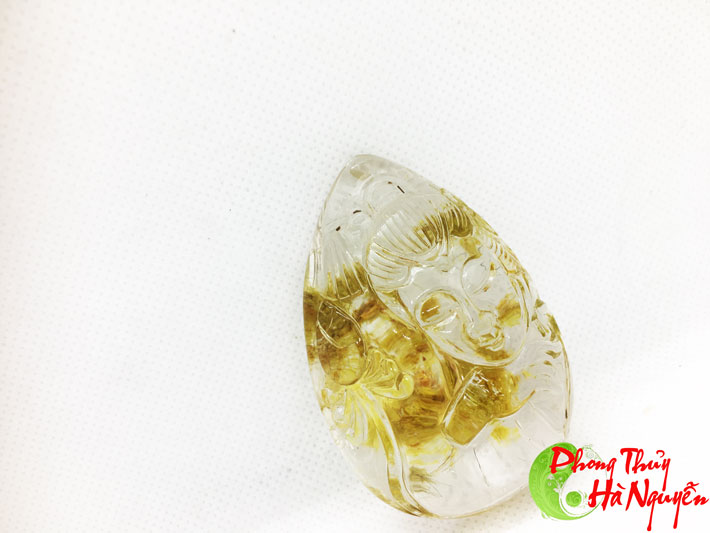 mặt phật bà thạch anh ưu linh vàng